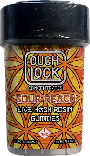 Photograph of product: Couchlock - 100mg au chocolat Rosin Gummies - Sour Peach
