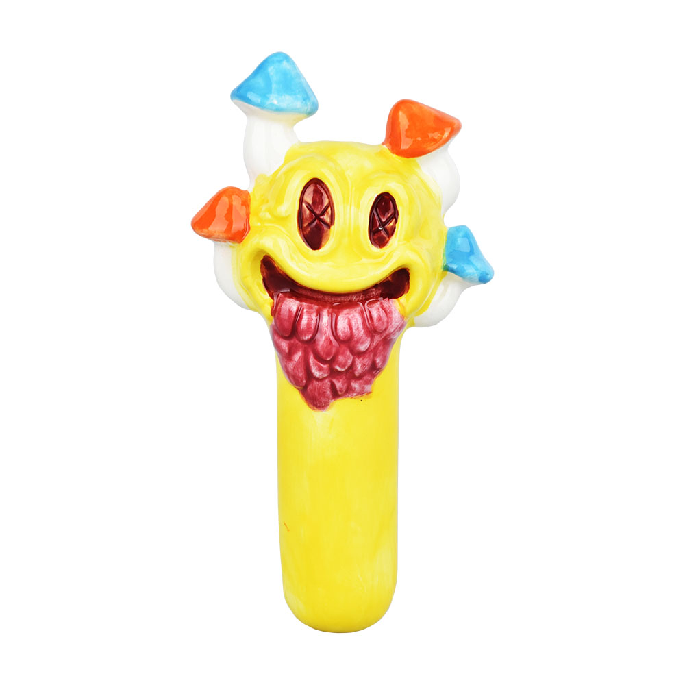 Photograph of product: $12 5.75" Shrooming Smiley Face Ceramic Spoon Pipe