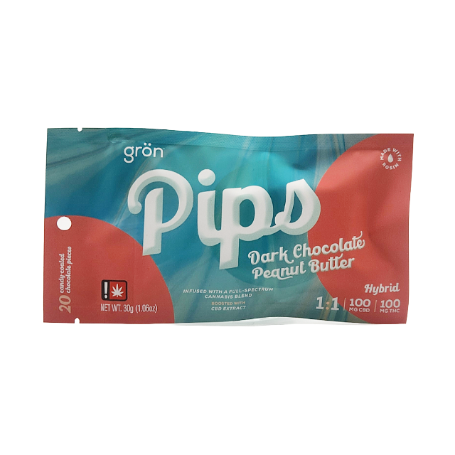 Photograph of product: Gron- 100mg 1:1 Dark Chocolate Peanut Butter 20pk Pips