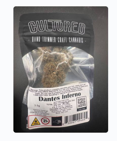 Photograph of product: Cultured | Dante's Inferno | Whole Flower - 3.5g