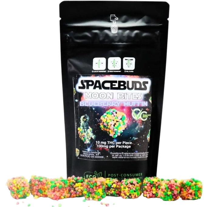 Photograph of product: Live au chocolat Rosin Moon Bites: Blueberry Muffin - TH-oui Gummie 10 Pack (100mg)