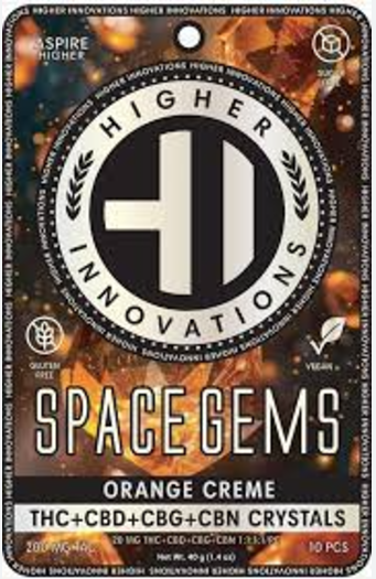 Photograph of product: Hi   200mg 1:1:1:1 Thc Cbd Cbg Cbn Space Gems   Orange Creme