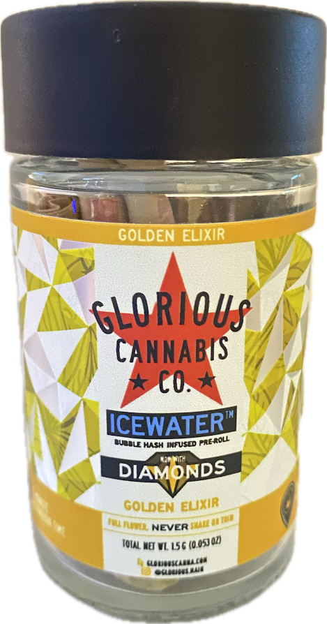 Photograph of product: Glorious - Golden Elixir Icewater & Diamond Infused PR 3pk - 1.5g