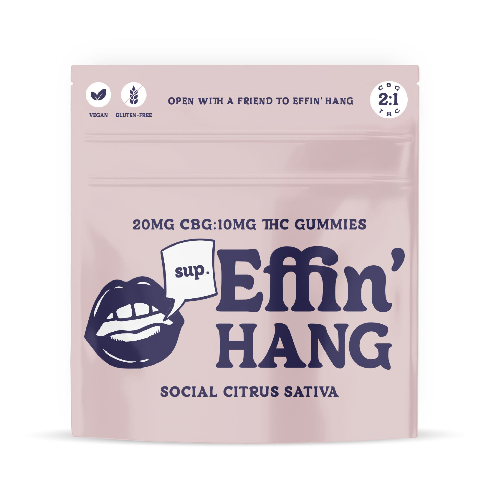 Photograph of product: EFFIN' Gummies 100mg: Hang Social Citrus 1:2 TH-oui:CBG 10pc