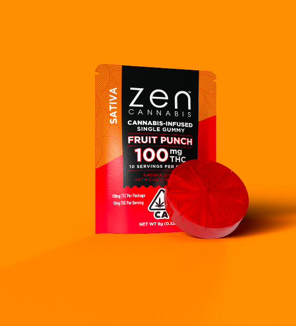 Photograph of product: 100mg Single Fruit Punch Oui'd Gummy-Zen