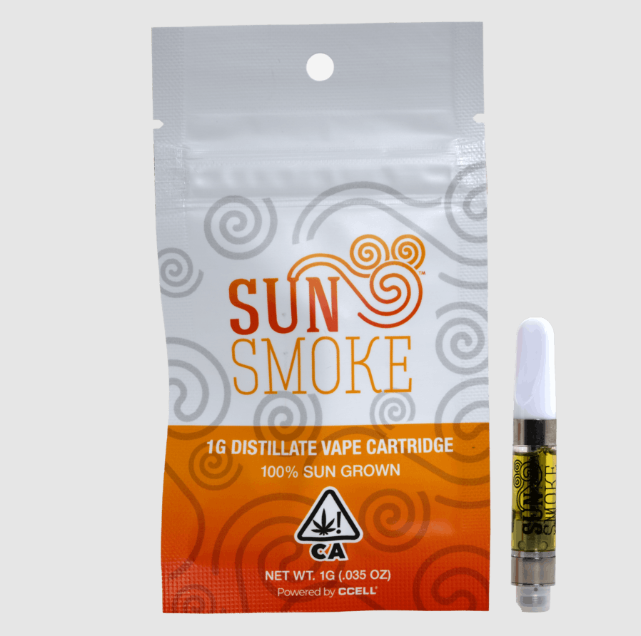 Photograph of product: SunSmoke Banana Splitz Hybrid Distillate Vape Cart, 1g