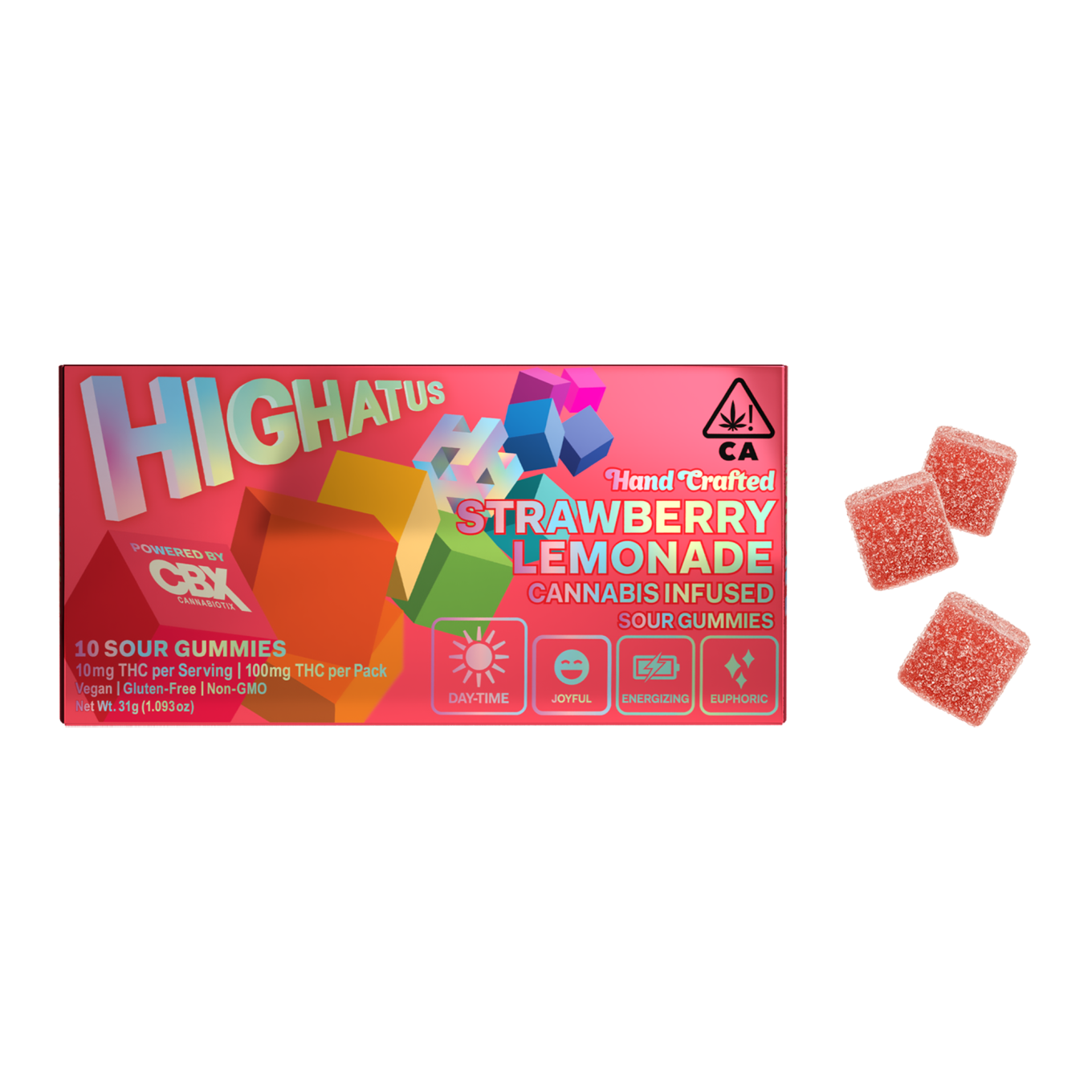 Photograph of product: Highatus - 100mg - 10ct Gummies - Strawberry Lemonade