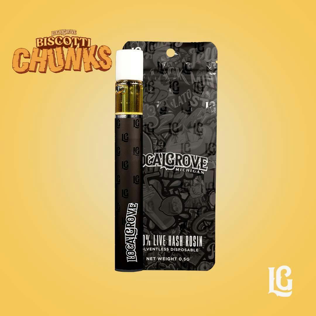 Photograph of product: Local Grove Live Rosin Disposable | Biscotti Chunks