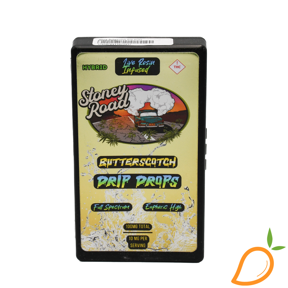 Photograph of product: 100mg Butterscotch Drip Drops Stoney Road