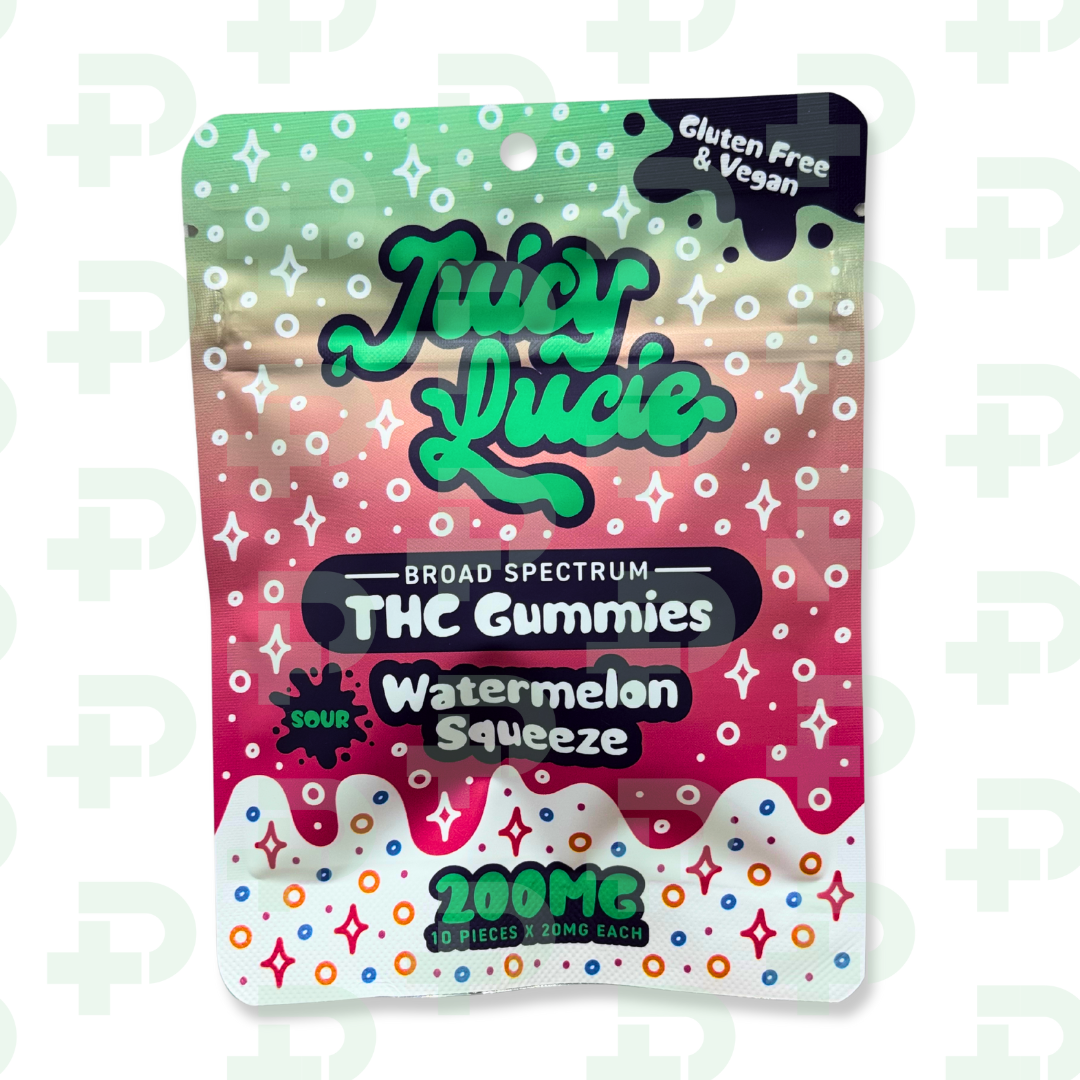 Photograph of product: Juicy Lucie 200mg Vegan Gummies - Watermelon Squeeze