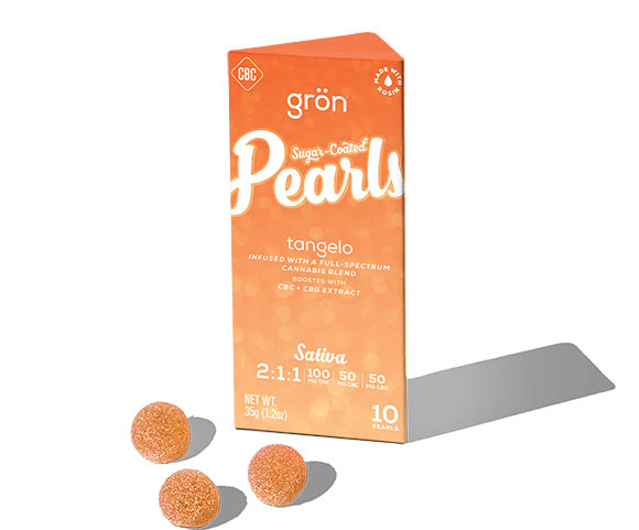 Photograph of product: Gron | Tangelo | 2:1:1 TH-oui:CBC:CBG Pearls 100mg