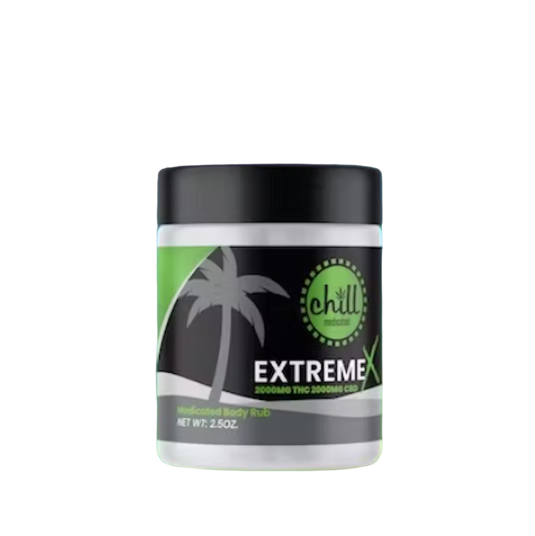 Photograph of product: Extreme X 1:1 Body Rub 2000mgTH-oui:2000mgCBD By Chill Medicated