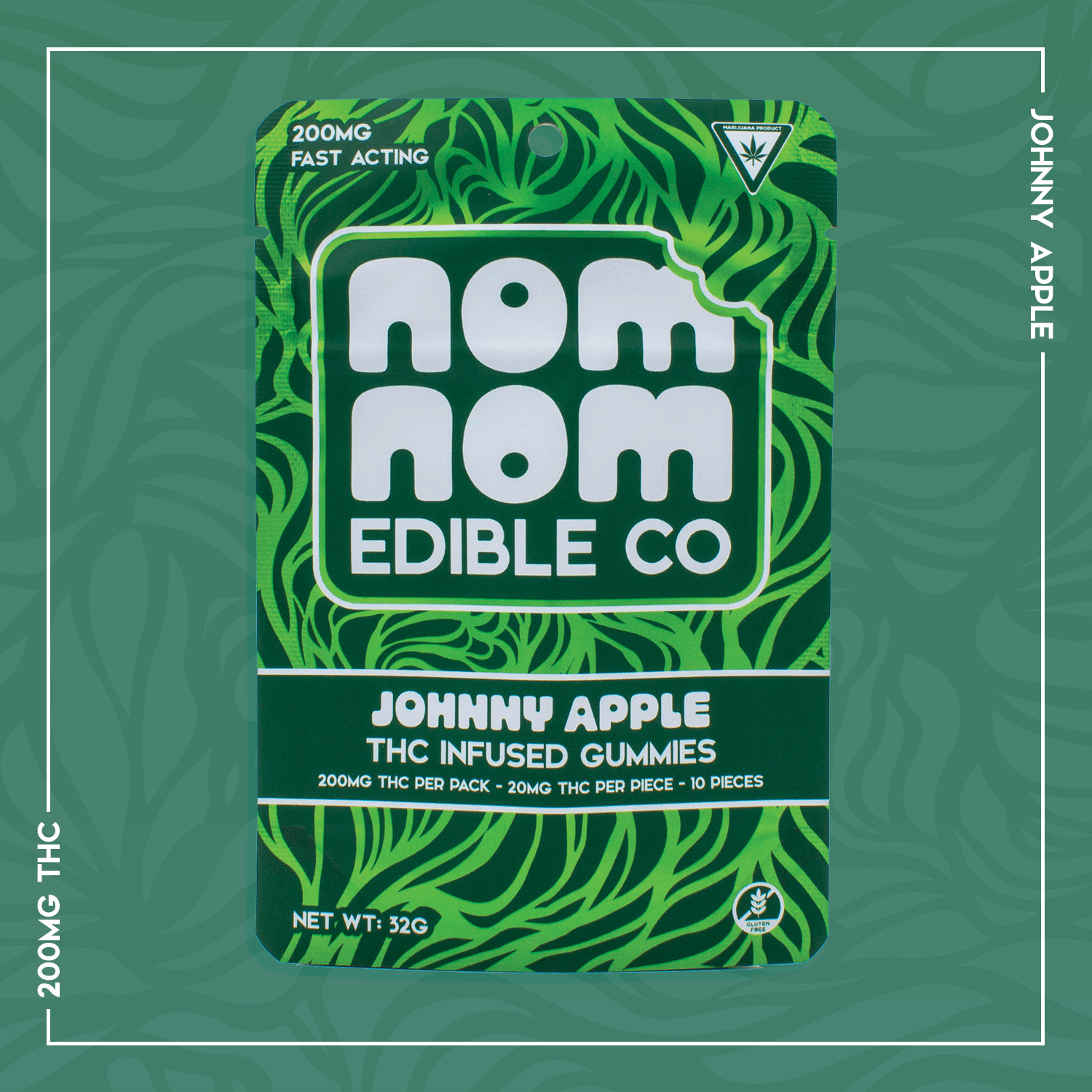 Photograph of product: Nom Nom | Johnny Appleseed | TH-oui Gummies | 200mg