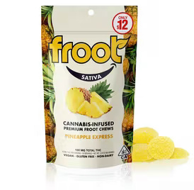 Photograph of product: Froot Pineapple Express gummies (VEGAN/GF) 100mg