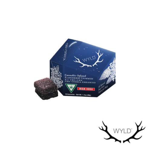 Photograph of product: High Dose | Elderberry 4:1 CBN Indica Enhanced Gummies | 200mg