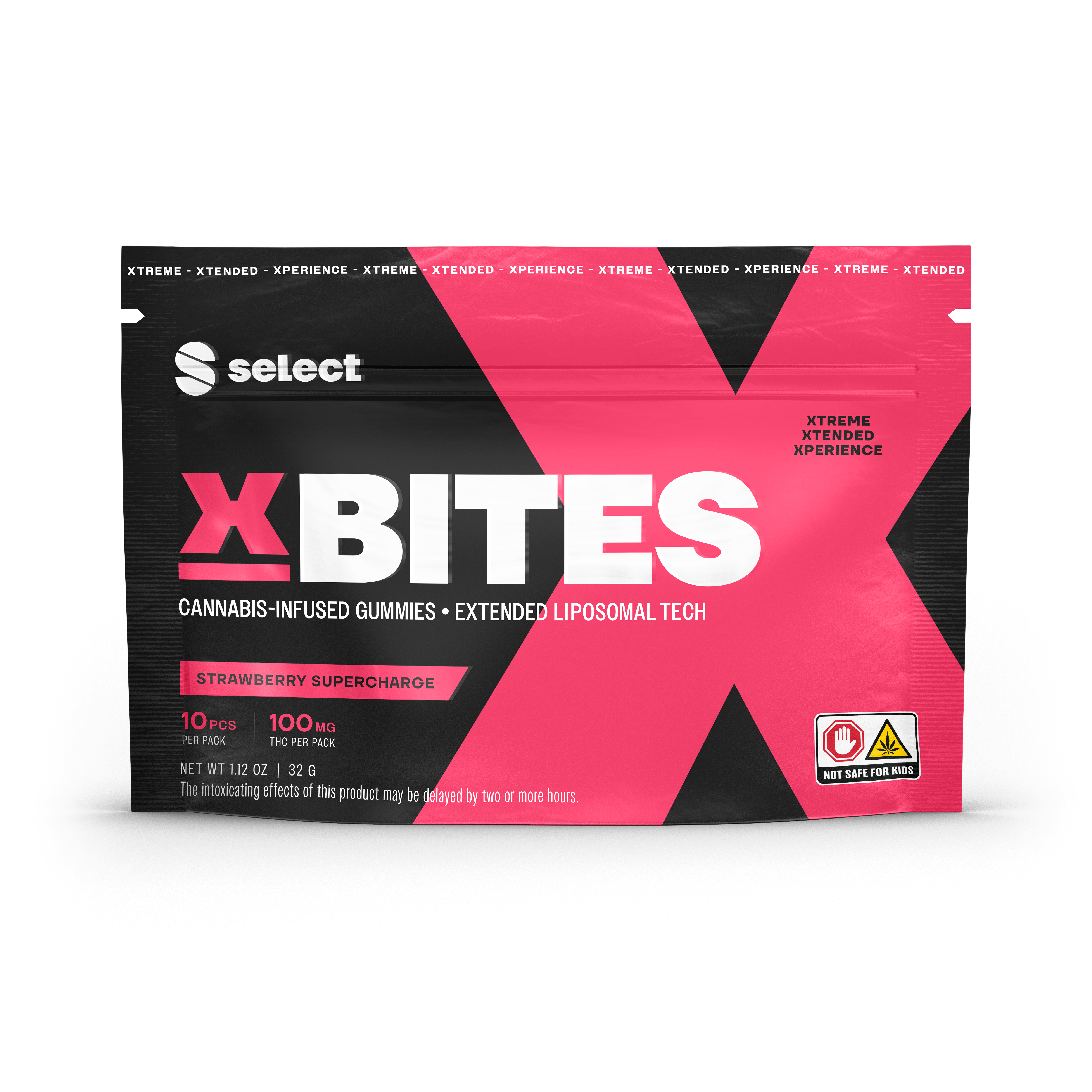 Photograph of product: Select X Bites Strawberry Supercharge X Bites 10-pack | 100mg