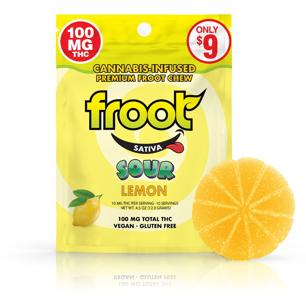 Photograph of product: Froot - Edibles - Gummy - Sour Lemon - 100MG