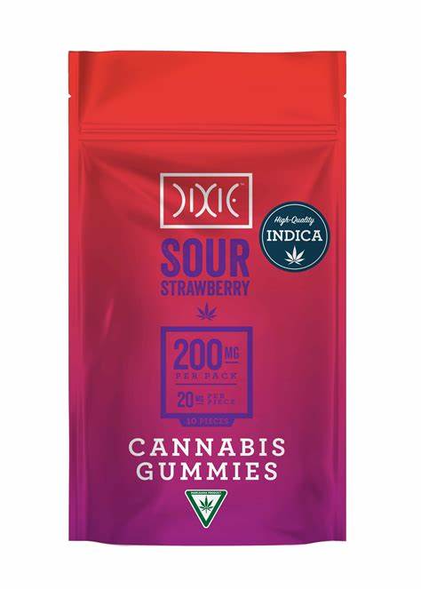 Photograph of product: Dixie | 200mg Gummy | Sour Strawberry Oui'd