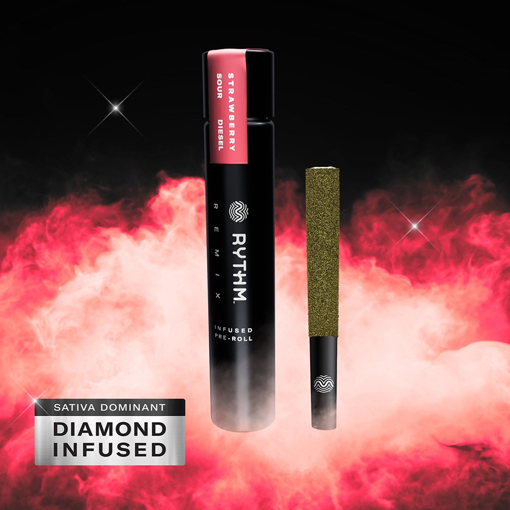 Photograph of Product: Rythm | Remix: Strawberry Sour Diesel Infused Preroll - 1g