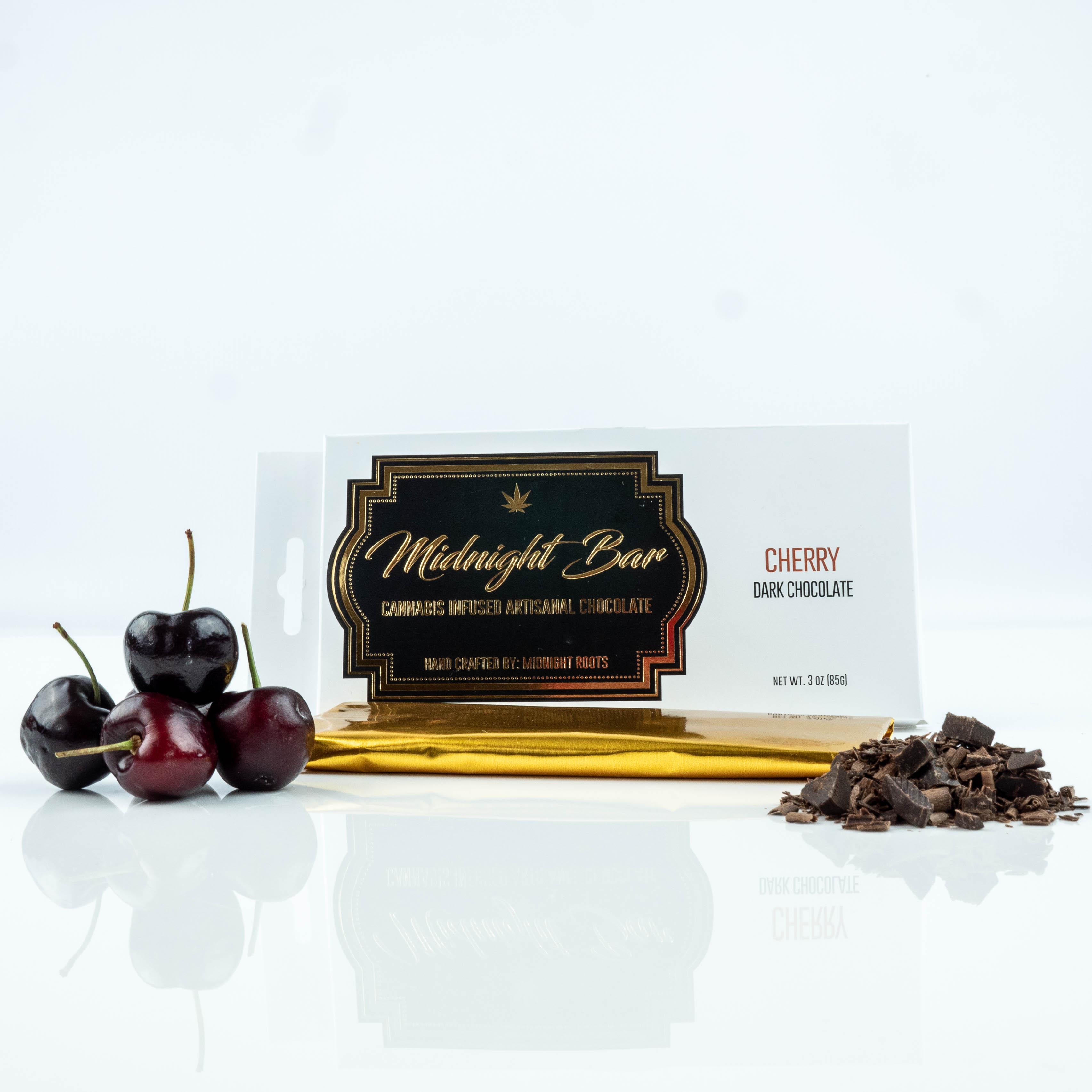 Photograph of product: Midnight Roots 200mg Bar | Cherry Dark Chocolate