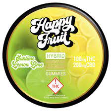 Photograph of Product: Happy Fruit 2:1 CBD Sublime Lemon Lime Solventless Gummies