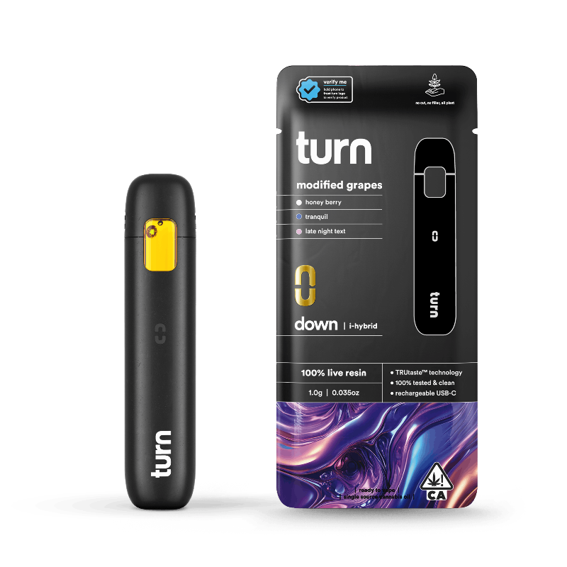 Photograph of product: Turn - Modified Grapes Turn Down Live Resin Disposable 1g