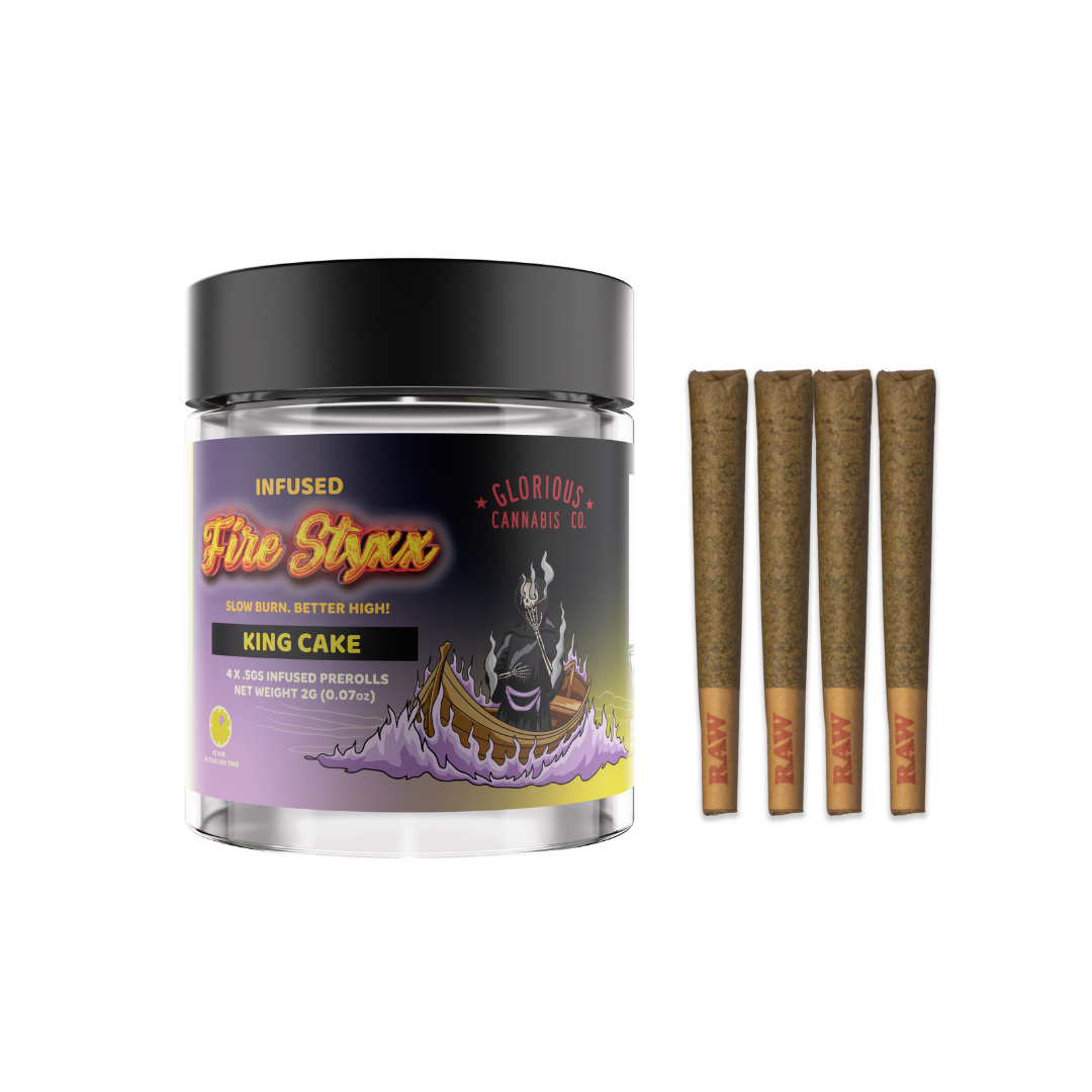 Photograph of product: Fire Styxx | King Cake Infused Pre-Roll Pack | 4x0.5g | 2g