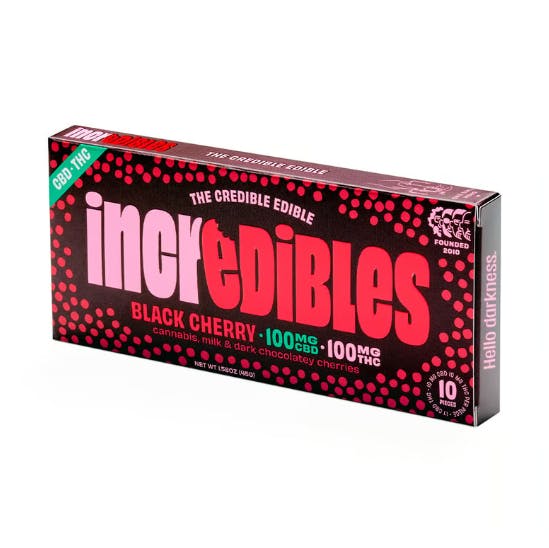 Photograph of product: Black Cherry | 1:1 TH-oui:CBD | Chocolate Bar