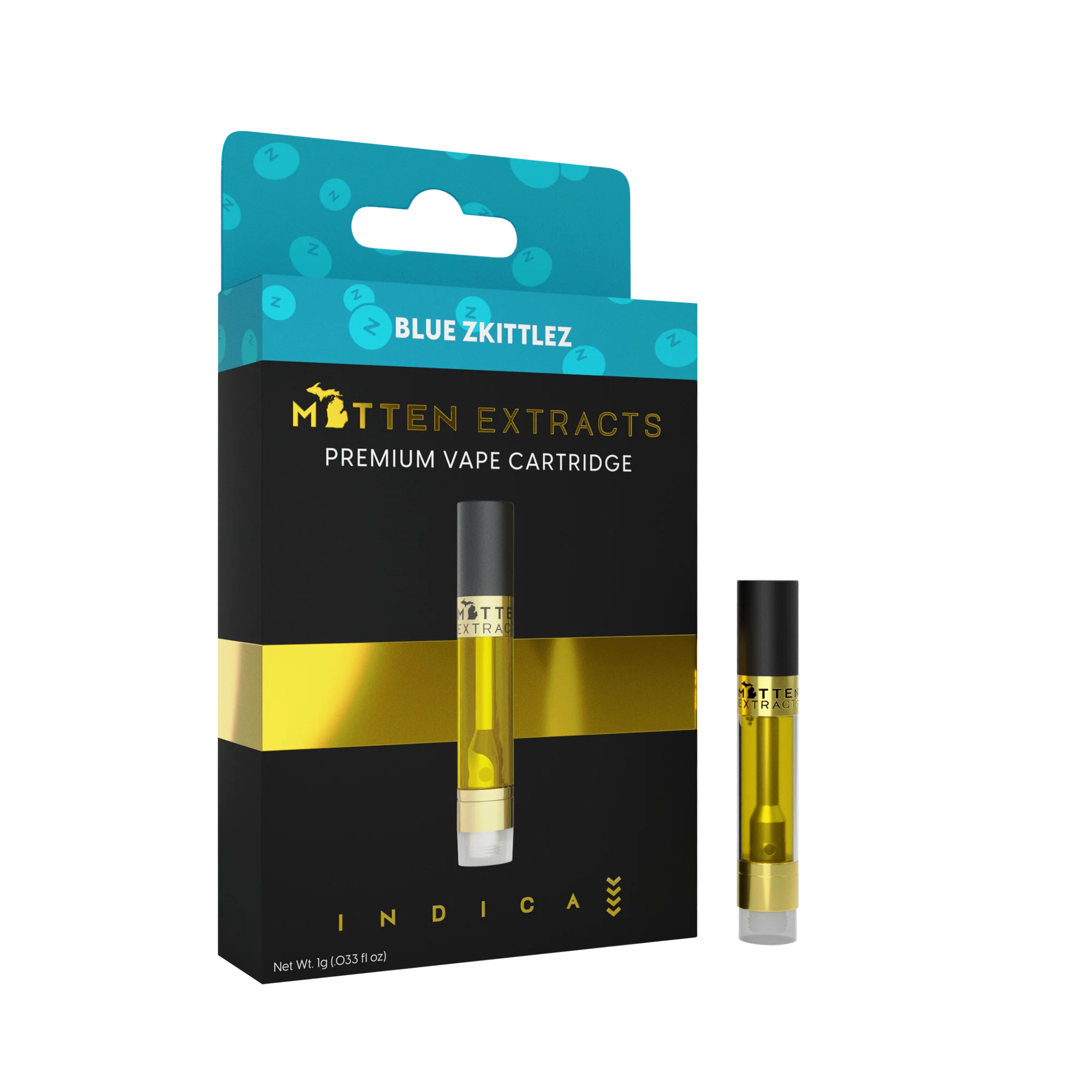 Photograph of product: Mitten Extracts | Blue Zkittlez | Cartridge