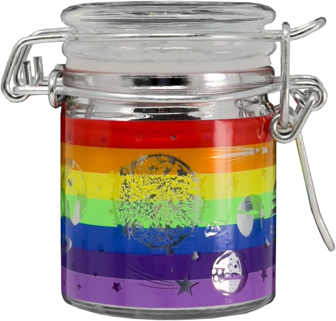 Photograph of product: Airtight Glass Mini 2.5'' tall Storage Jar with Clamping Lid (Rainbow Space)