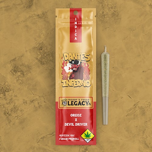 Photograph of product: Freddy's Fuego | Dantes Inferno | Peg Legs | Pre Rolls | DOH | 2 x 0.5g