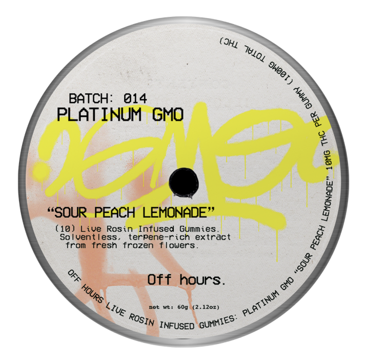Photograph of product: B3 | Sour Peach Lemonade Live Rosin Gummies | Off Hours