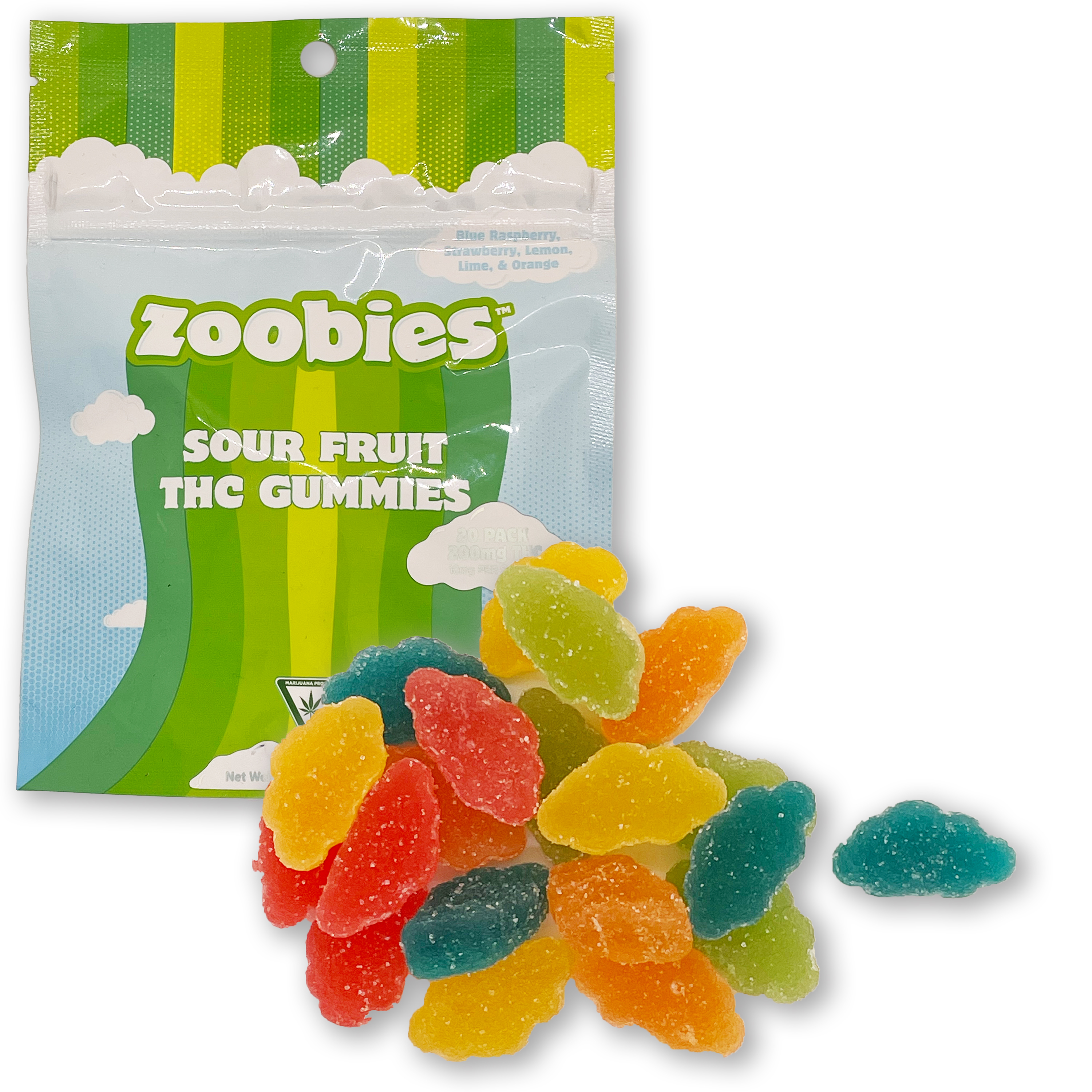 Photograph of product: Pyramid - Zoobies Sour Fruit Gummies - 200mg
