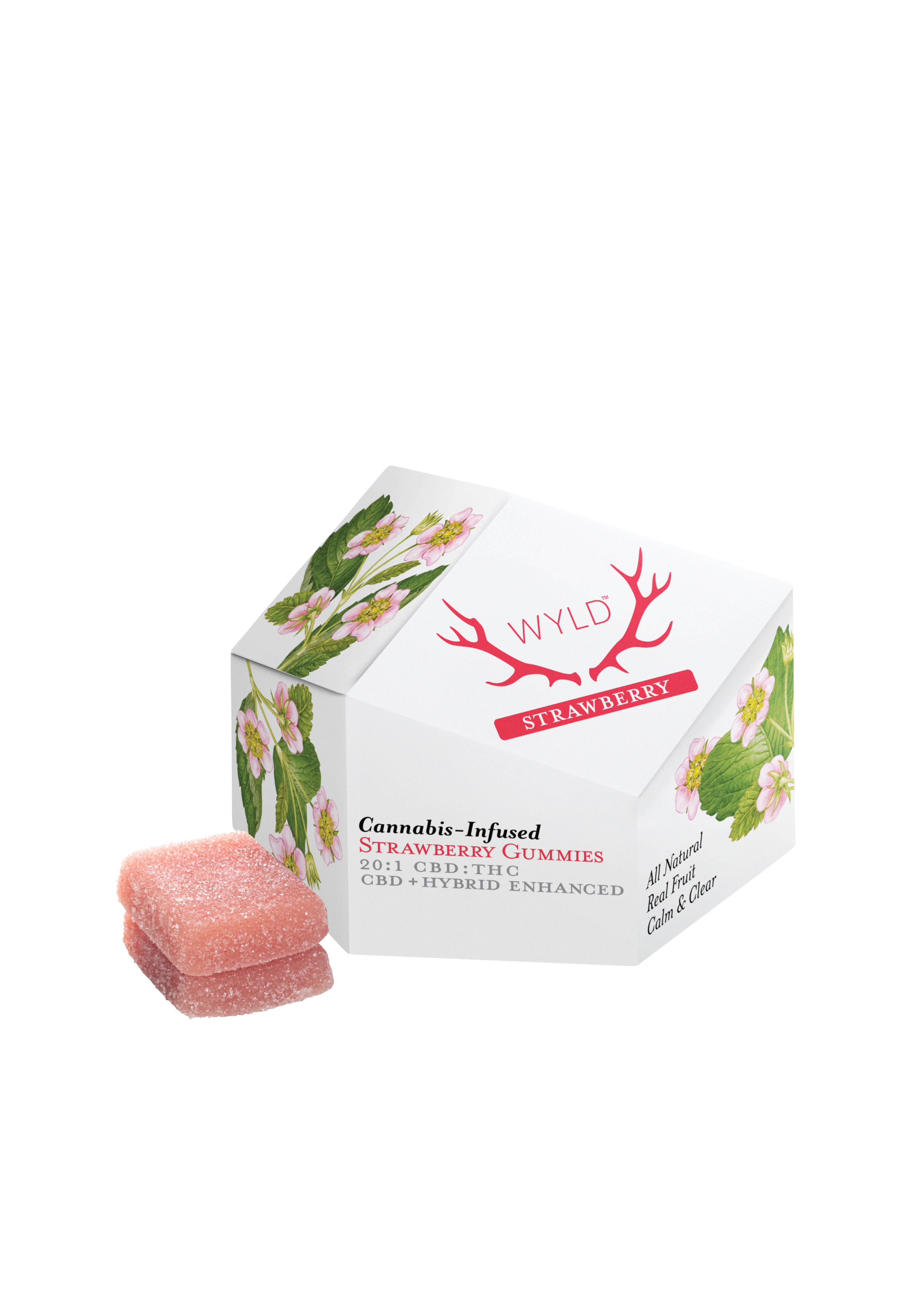 Photograph of product: Strawberry 20:1 CBD 1mg (10ct) - WYLD Gummies
