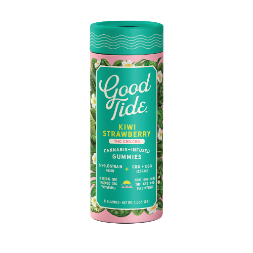 Photograph of product: Good Tide by Wyld 200mg au chocolat Rosin Gummies Kiwi Strawberry