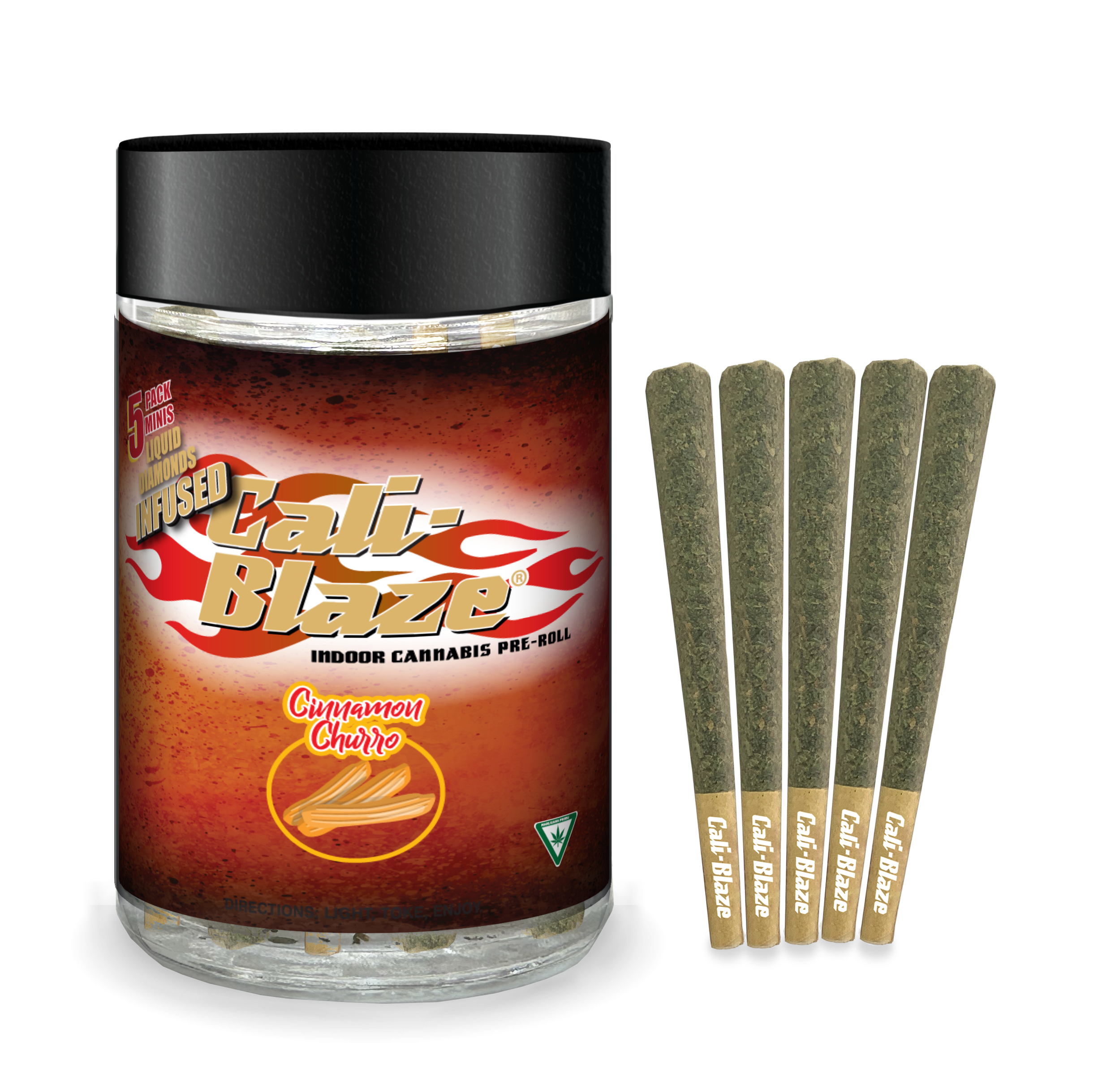 Photograph of product: Cali Blaze Cinnamon Churro Liquid Diamonds 5 pack 3.5G