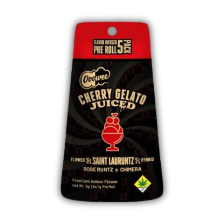 Photograph of product: Cherry Gelato x Saint Laruntz Juiced 5pk / Flavor Infused Pre rolls (Ooowee)