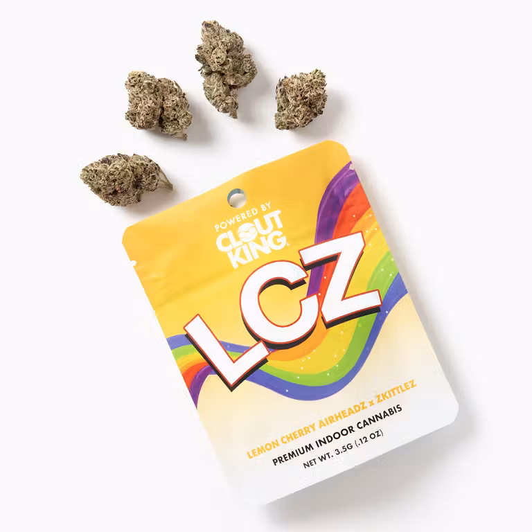 Photograph of product: Clout King - Pre-Pack Flower - (3.5g) - Hybrid - **LEMON CHERRY AIR HEADZ x ZKITTLEZ**