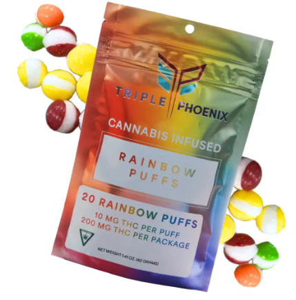 Photograph of Product: Triple Phoenix Freeze Dried Skittles 200MG - Rainbow Puffs