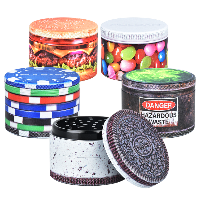 Photograph of product: Grinder -  2.5" Pulsar Design Series Aluminum 4pc - Assorted