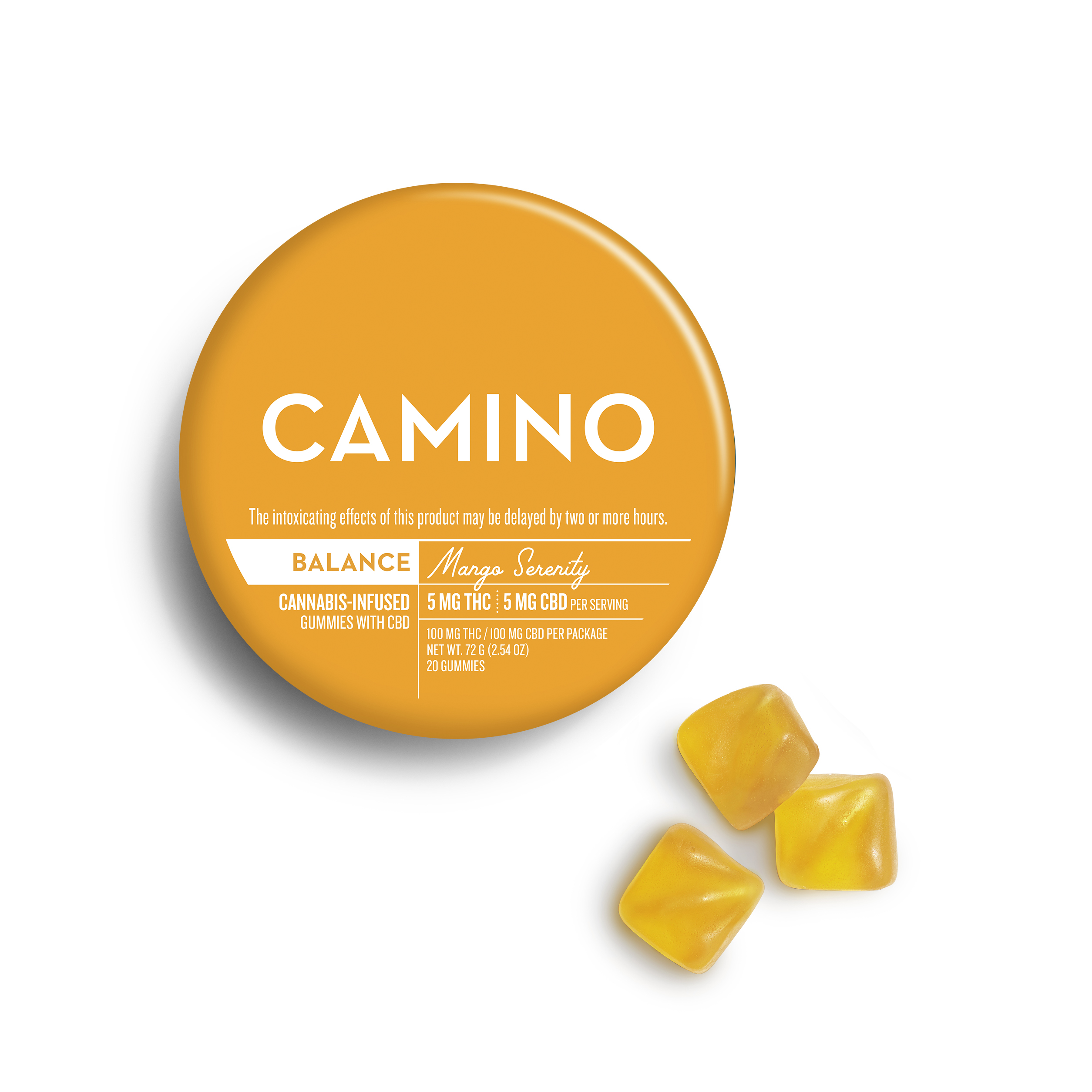 Photograph of Product: Camino 1:1 'Balance' Mango Serenity Gummies [20pk]