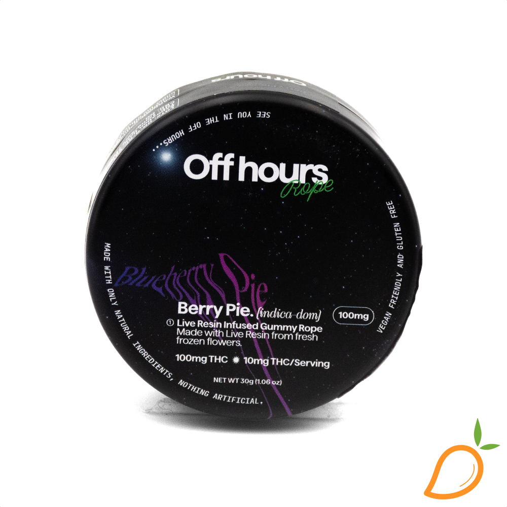 Photograph of product: 100mg Berry Pie Live Resin Rope Gummies Off Hours