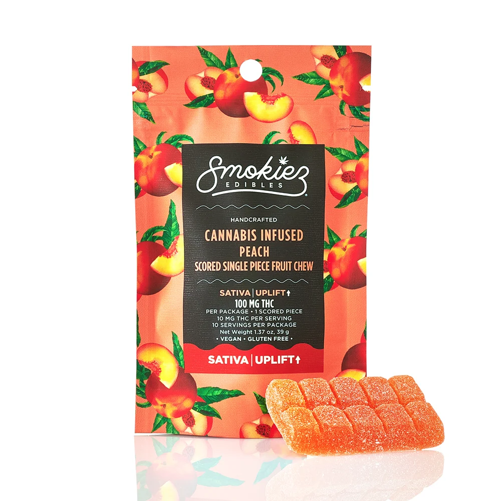 Photograph of product: Peach Oui'd | 100mg TH-oui Scored Single Piece Fruit Chew