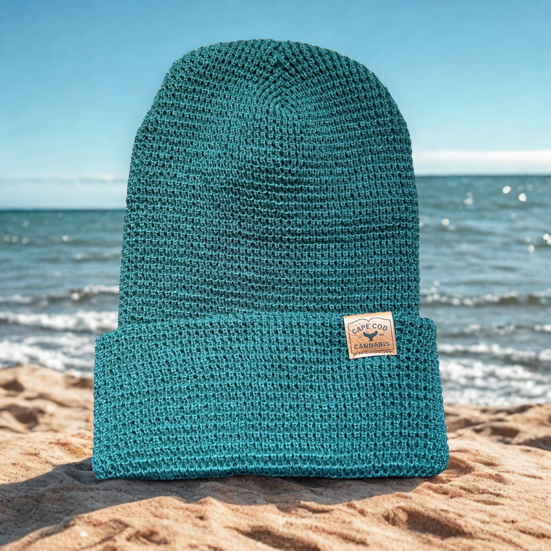 Photograph of product: Beanie | Waffle Knit with Debossed Leather Tag | Green
