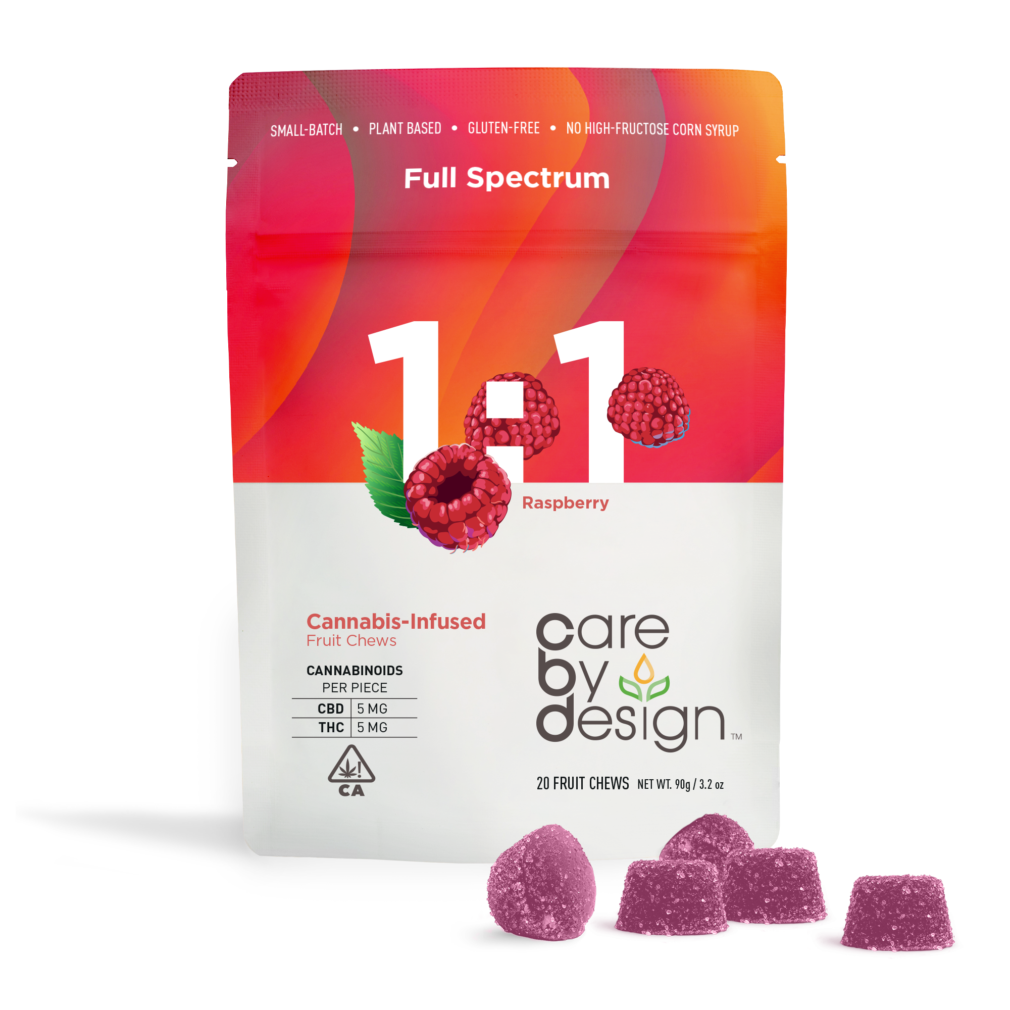 Photograph of Product: 1:1 CBD Raspberry Gummies 20-Pack