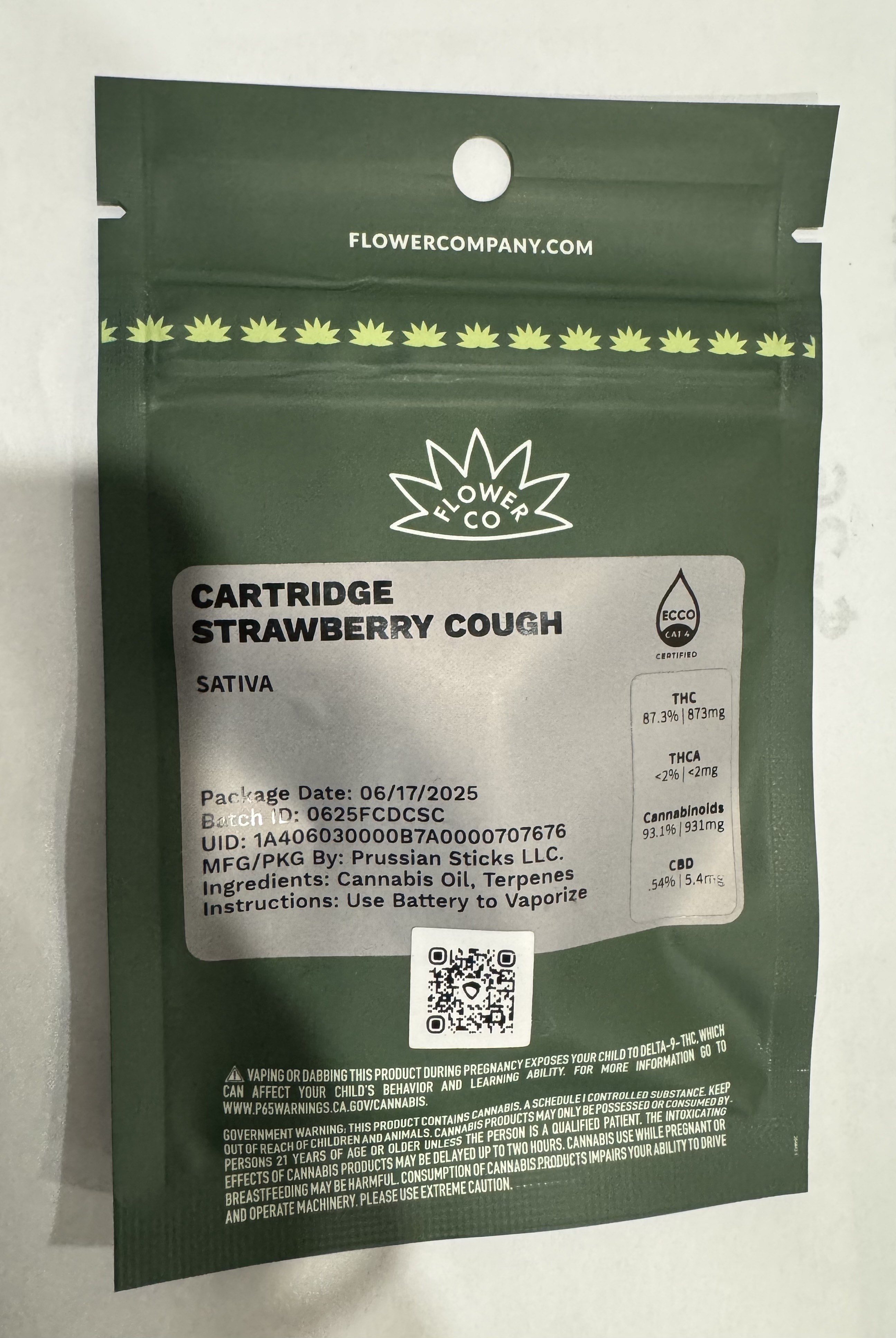 Photograph of product: STRAWBERRY COUGH 1G CARTRIDGE - 1 G
