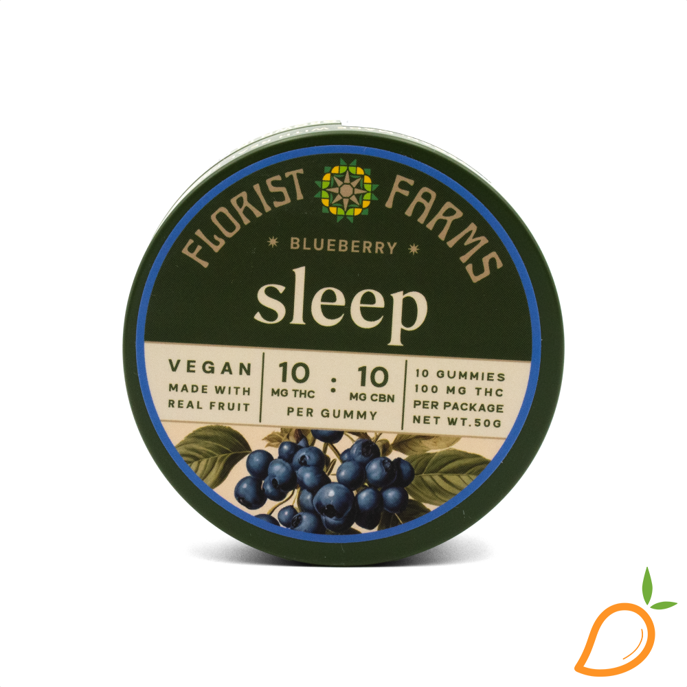Photograph of product: 100mg Blueberry 1:1 TH-oui:CBN Gummies Florist Farms