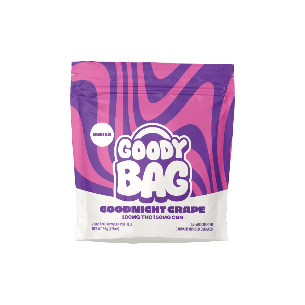 Photograph of product: Goodnight Grape | 20mg TH-oui: 10mg CBN | 5pk Gummies | Goody Bag