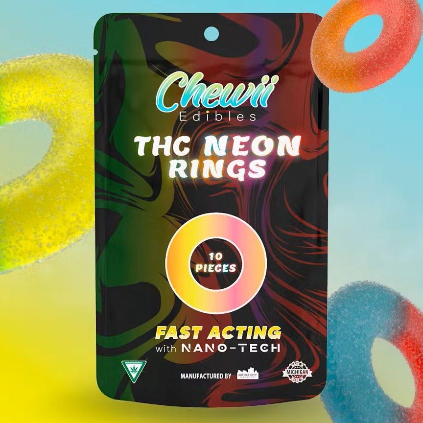 Photograph of product: CHEWII RINGS | NEON | FAST ACTING GUMMIES | 200MG