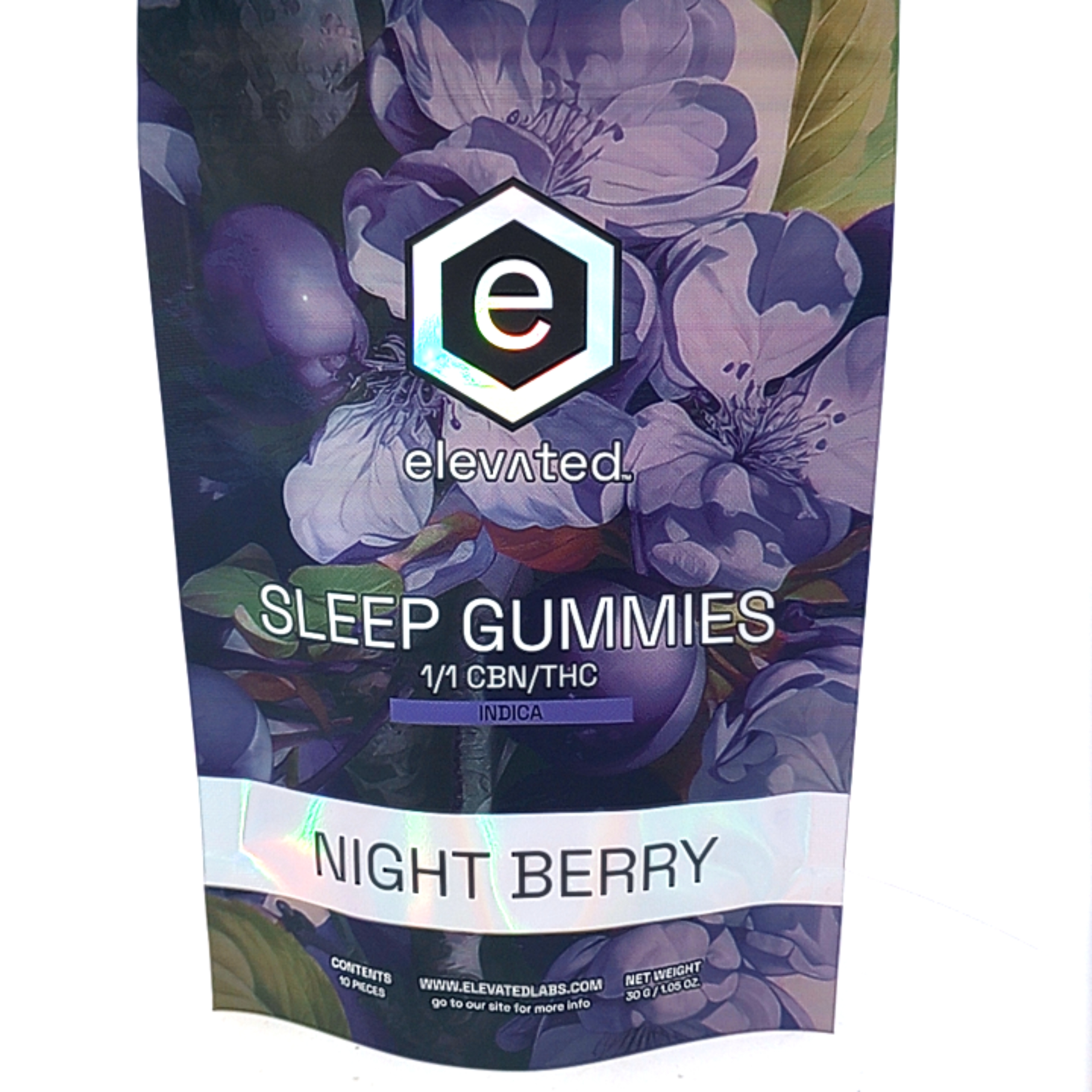 Photograph of product: Elevated - Gummies - 100mg - Nightberry SLEEP - Oui'd - 1:1 CBN:TH-oui